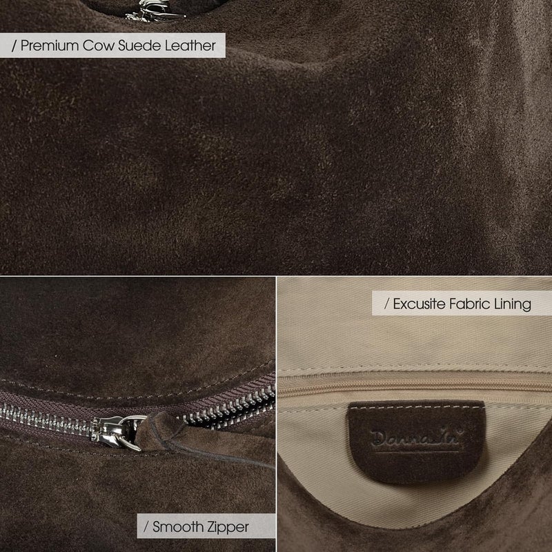 DONNAIN Premium Suede Leather Crossbody Bags for Women, Slouchy Suede Shoulder Bag with Adjustable Strap and Tote Handbag - Image 5
